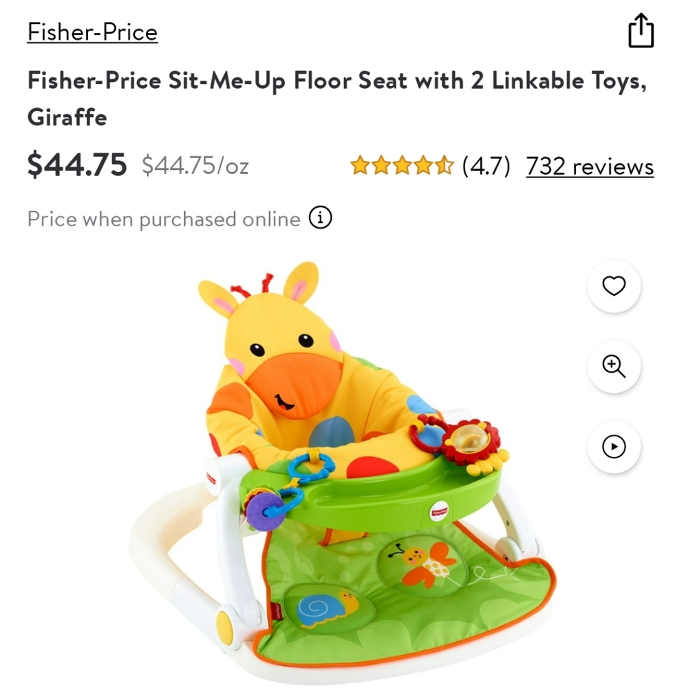 Fisher Price giraffe sit me up floor seat